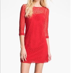 Trina Turk Red Layered Lace Shift, Size 6